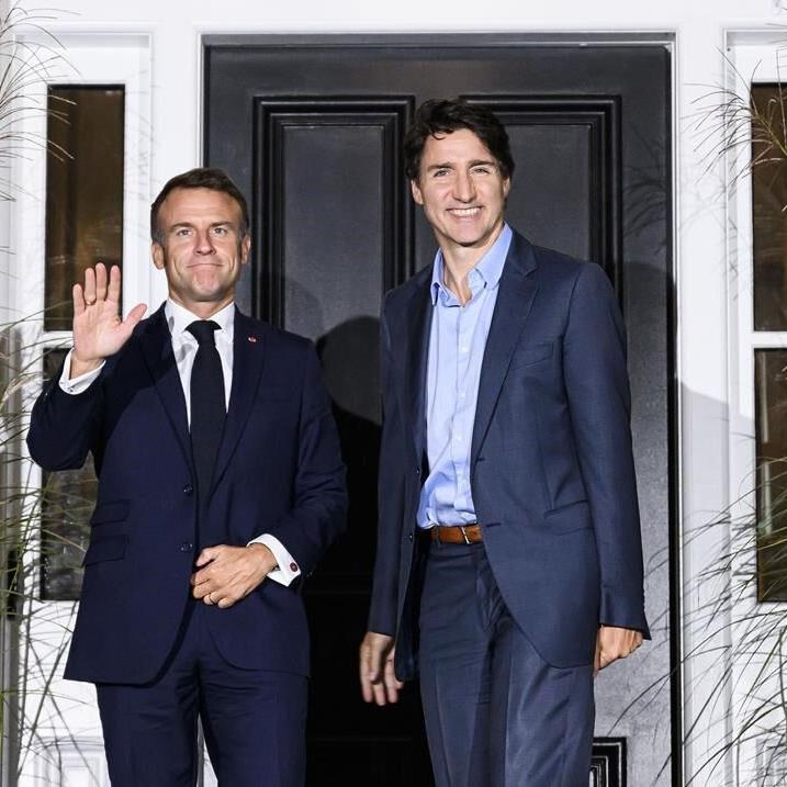 Macron, Trudeau meet as French president visits Canada